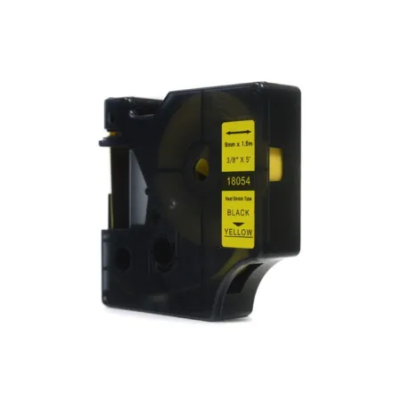 Taśma JetWorld Zamiennik Dymo Rhino Czarny na Żółtym (18054) rurka termokurczliwa 9mm x 1.5m