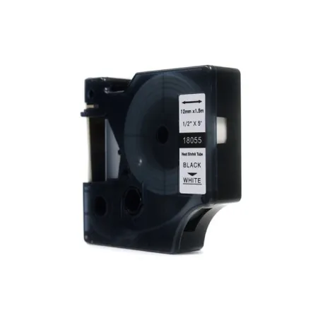 Taśma JetWorld Zamiennik Dymo Rhino Czarny na Białym (18055) rurka termokurczliwa 12mm x 1.5m