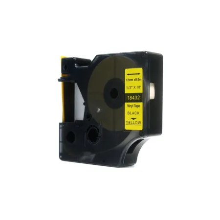 Taśma JetWorld Zamiennik Dymo Rhino Czarny na Żółtym 12mm x 5,5m Winylowa, Vinyl (18432) (S0718450)