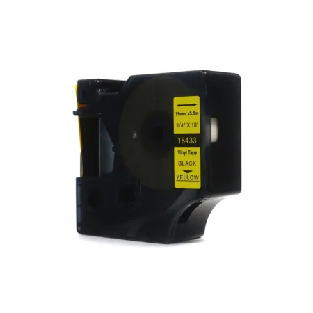 Taśma JetWorld Zamiennik Dymo Rhino Czarny na Żółtym 19mm x 5,5m Winylowa, Vinyl (18433) (S0718470)