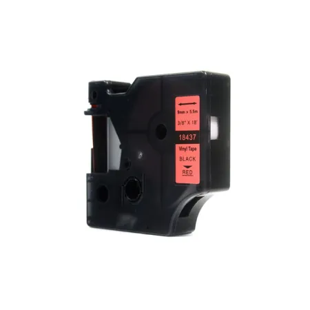 Taśma JetWorld Zamiennik Dymo Rhino Czarny na Czerwonym 9mm x 5,5m Winylowa, Vinyl (18437) (S0718510)