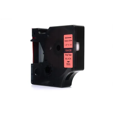 Taśma JetWorld Zamiennik Dymo Rhino Czarny na Czerwonym 12mm x 5,5m Winylowa, Vinyl (18438)