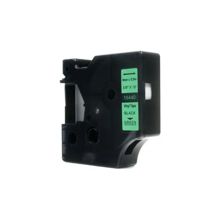 Taśma JetWorld Zamiennik Dymo Rhino Czarny na Zielonym 9mm x 5,5m Winylowa, Vinyl (18440)