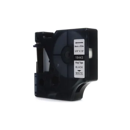Taśma JetWorld Zamiennik Dymo Rhino Czarny na Białym 9mm x 5,5m Winylowa, Vinyl (18443) (S0718580)