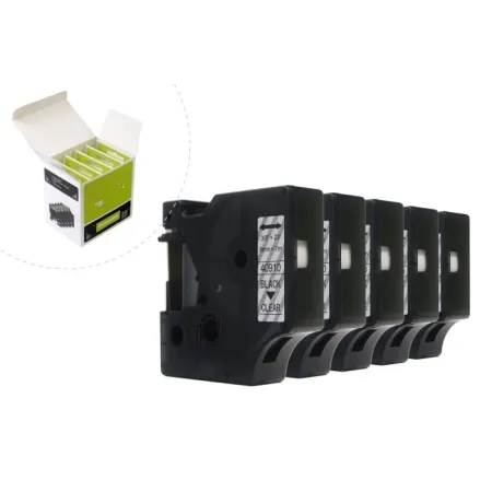 Taśma JetWorld Zamiennik Dymo D1 Czarny na Przezroczystym 9mm x 7m (5szt.) LM100, LM100Plus, LM100Series, LM120P, LM280, LM300, LM350, LM350D, LM350Se