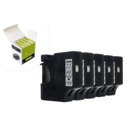 Taśma JetWorld Zamiennik Dymo D1 Czarny na Przezroczystym 6mm x 7m (5szt.) LM100, LM100+, LM200, LM300, LM400, LM420P, LM350, LM350D, LM360D, LM450D,