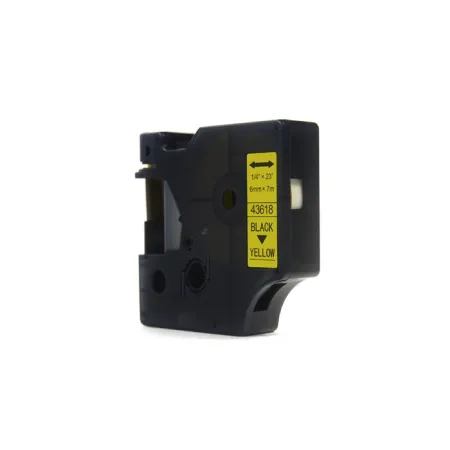 Taśma JetWorld Zamiennik Dymo D1 Czarny na Żółtym 6mm x 7m LM100, LM100+, LM200, LM300, LM400, LM420P, LM350, LM350D, LM360D, LM450D, LM260P, LM120P,