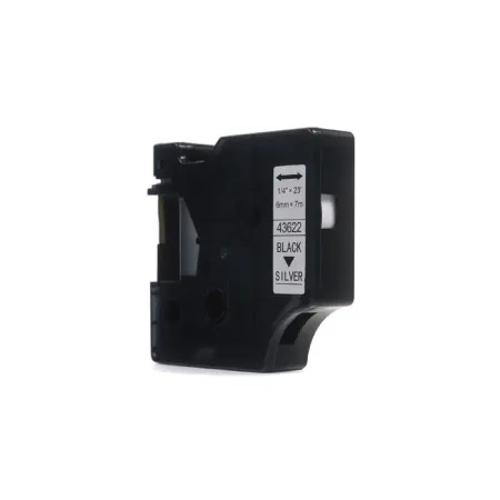 Taśma JetWorld Zamiennik Dymo D1 Czarny na Srebrnym 6mm x 7m LM100, LM100+, LM200, LM300, LM400, LM420P, LM350, LM350D, LM360D, LM450D, LM260P, LM120P