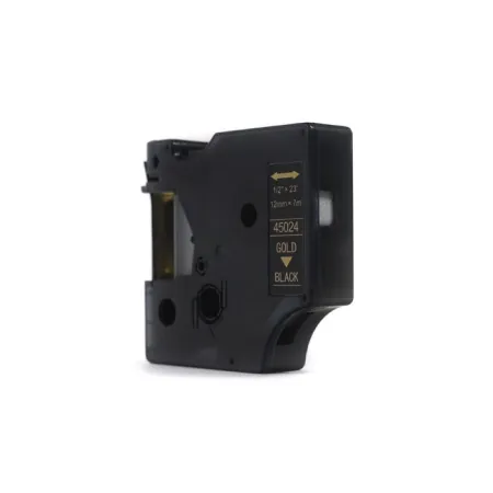 Taśma JetWorld Zamiennik Dymo D1 Złoty na Czarnym 12mm x 7m LM100, LM100+, LM200, LM300, LM400, LM420P, LM350, LM350D, LM360D, LM450D, LM260P, LM120P,