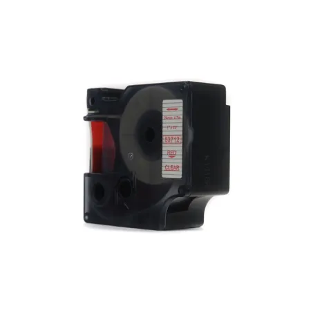 Taśma JetWorld Zamiennik Dymo D1 Czerwony na Przezroczystym, 24mm x 7m (53712)