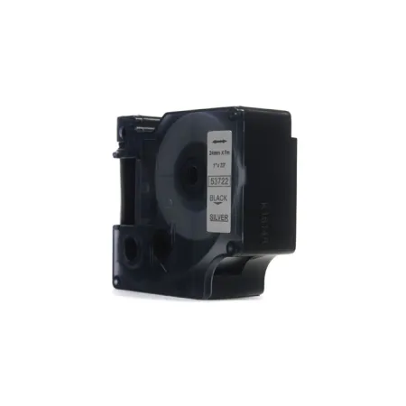 Taśma JetWorld Zamiennik Dymo D1 Czarny na Srebrnym, 24mm x 7m (53722)