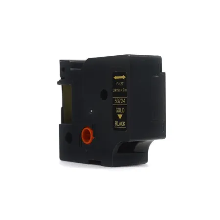 Taśma JetWorld Zamiennik Dymo D1 Złoty na Czarnym, 24mm x 7m (53724)