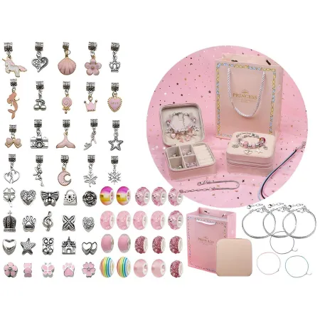 Zestaw Do Tworzenia Robienia Biżuterii, Bransoletek, Charmsy, Zawieszki, Koraliki ODCIENIE RÓŻU + Etui Przecena 1-201