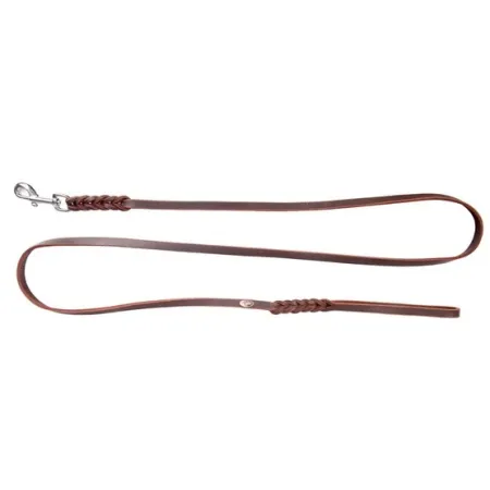 Dingo Smycz skórzana natłuszczana z zaplatanymi elementami 1,2x180cm brązowa-2027942