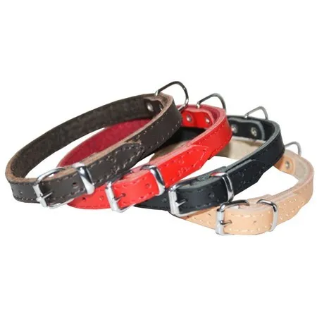 Dingo Obroża skórzana podszyta filcem 1,0x24cm czerwona-2027950