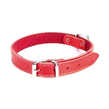 Dingo Obroża skórzana podszyta filcem 1,0x27cm czerwona