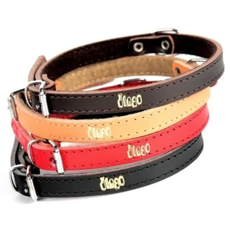 Dingo Obroża skórzana podszyta filcem 1,0x30cm czerwona-2027957