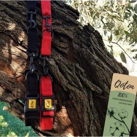 Dingo Obroża regulowana z taśmy bawełnianej 2,5x55cm czerwona-2031856