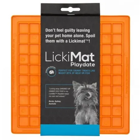 LickiMat Playdate Kwadrat miękki pomarańczowy