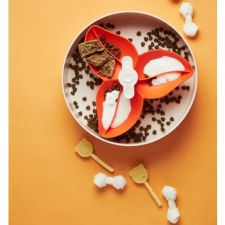 Spin Interaktywna miska Flower/Spin biało-pomarańczowa-2033287