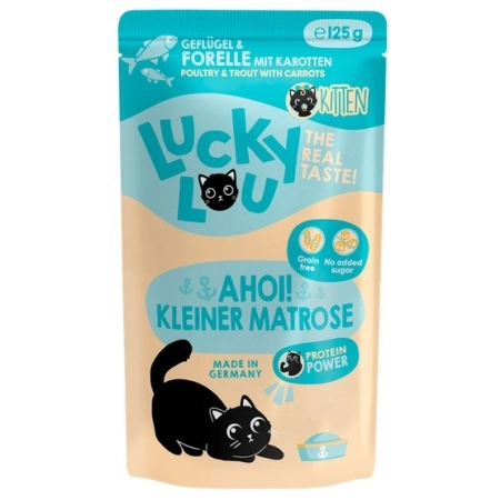 Lucky Lou Lifestage Kitten Drób i pstrąg saszetka 125g-2033911