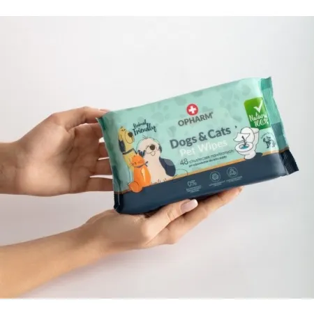 Opharm Dogs & Cats Pet Wipes - chusteczki nawilżane dla psa i kota 48szt-2035405