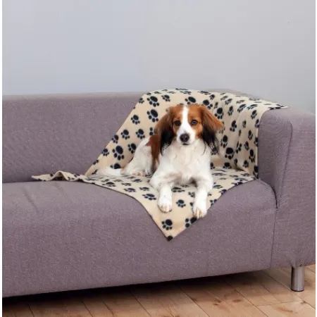 Trixie Koc 100x70cm Beżowy w czarne łapki [37191]-2035471