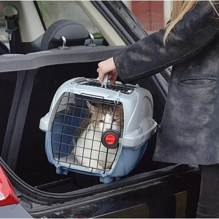 Ferplast Atlas Deluxe 20 Open - transporter z otwieranym sufitem srebrno-niebieski [73040899]-2036277