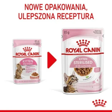 Royal Canin Kitten Sterilised karma mokra w sosie dla kociąt od 6 do 12 miesiąca życia, sterylizowanych saszetka 85g-