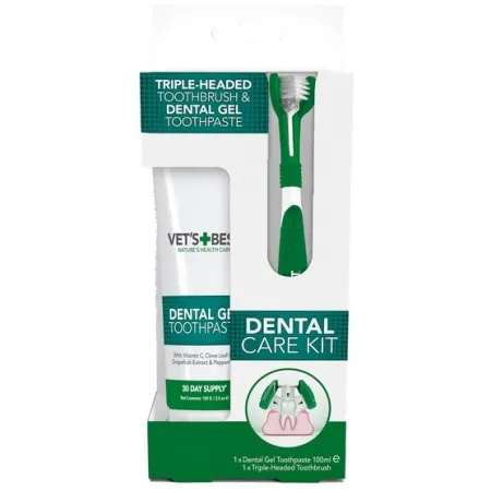 Vet's Best Dental żel + szczoteczka zestaw Adult