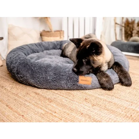 MIMIKO Pets Legowisko Shaggy okrągłe XXL 100cm grafitowe-2037540