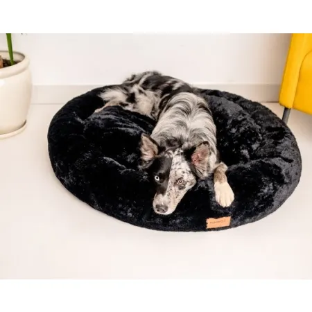 MIMIKO Pets Legowisko Shaggy okrągłe XXL 100cm czarne-2037546