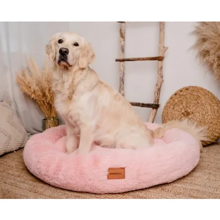 MIMIKO Pets Legowisko Shaggy okrągłe XXL 100cm różowe-2037548