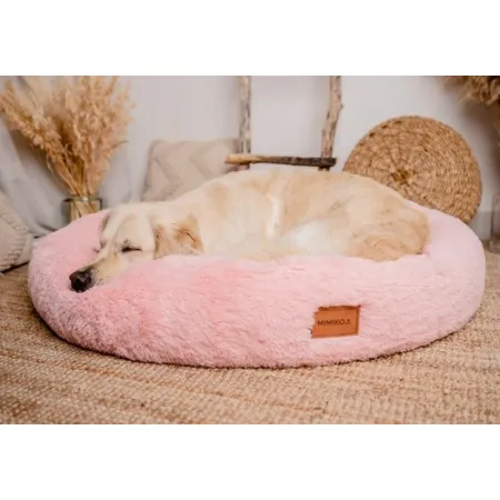 MIMIKO Pets Legowisko Shaggy okrągłe XXL 100cm różowe-2037549