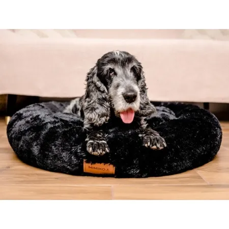 MIMIKO Pets Legowisko Shaggy okrągłe XL 75cm czarne-2037560