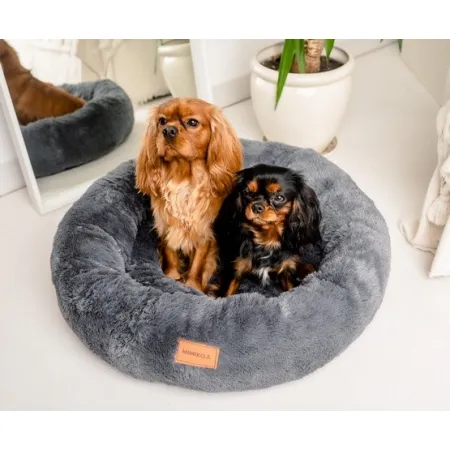 MIMIKO Pets Legowisko Shaggy okrągłe XL 75cm grafitowe-2037563