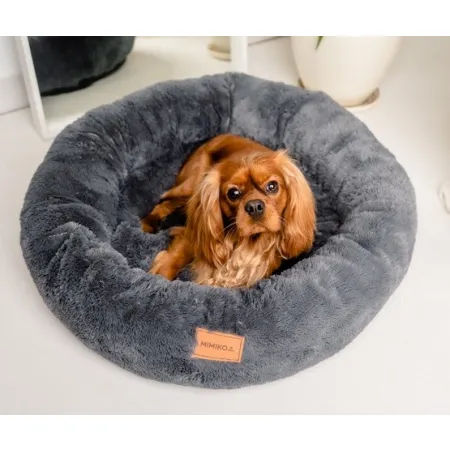 MIMIKO Pets Legowisko Shaggy okrągłe XL 75cm grafitowe-2037564