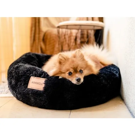 MIMIKO Pets Legowisko Shaggy okrągłe L 60cm czarne-2037579