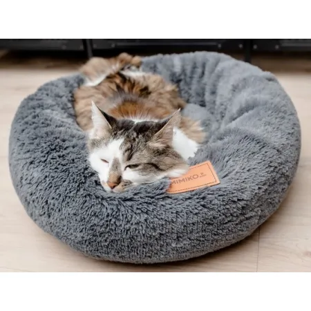 MIMIKO Pets Legowisko Shaggy okrągłe L 60cm grafitowe-2037581