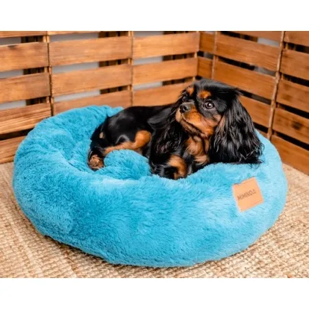 MIMIKO Pets Legowisko Shaggy okrągłe L 60cm turkusowe-2037587