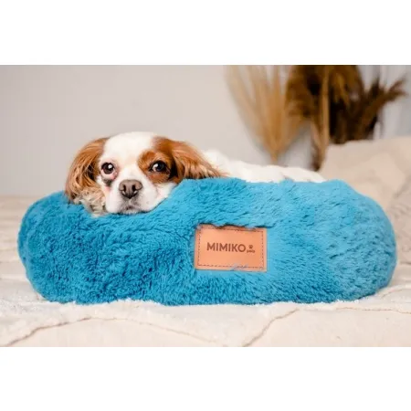 MIMIKO Pets Legowisko Shaggy okrągłe L 60cm turkusowe-2037588