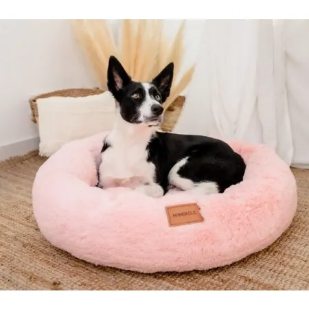 MIMIKO Pets Legowisko Shaggy okrągłe M 45cm różowe-2039094
