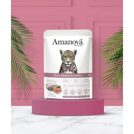 Amanova Cat Tasty Salmon & Turkey - łosoś i indyk saszetka 85g [P11]-2040272
