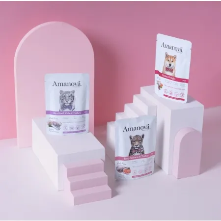 Amanova Cat Tasty Salmon & Turkey - łosoś i indyk saszetka 85g [P11]-2040275