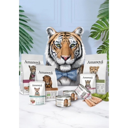 Amanova Cat Sterilised Fish & Turkey - biała ryba i indyk saszetka 85g [P12]-2040287