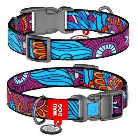 Collar WauDog Nylon Obroża nylonowa z QR-paszportem, plastikowy fastex, wzór LATO, 15mm/25-35cm