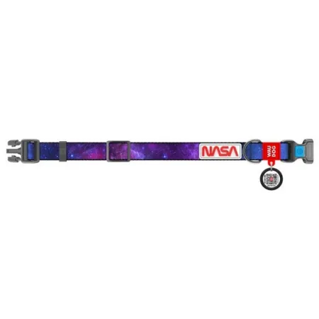 Collar WauDog Nylon Obroża nylonowa z QR-paszportem, plastikowy fastex, wzór NASA21, 20mm/28-40cm-2040817
