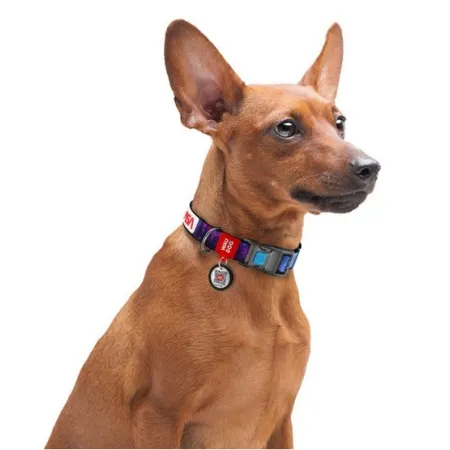 Collar WauDog Nylon Obroża nylonowa z QR-paszportem, plastikowy fastex, wzór NASA, 20mm/28-40cm-2040831