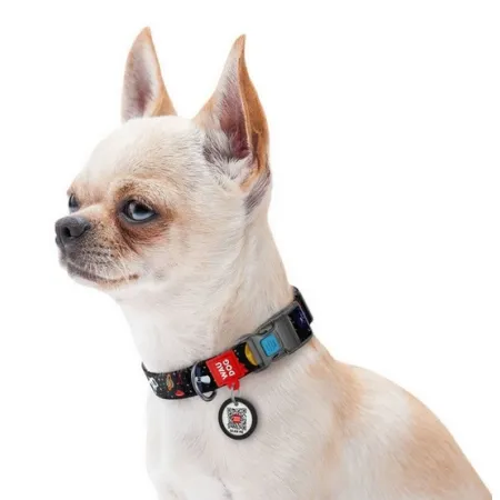 Collar WauDog Nylon Obroża nylonowa z QR-paszportem, plastikowy fastex, wzór NASA, 25mm/37-58cm-2040834