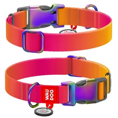 Collar WauDog Recycled Obroża nylonowa z QR-paszportem, gradient L 25mm/33-49cm pomarańczowy